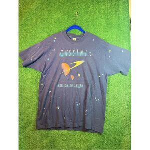 Vintage 1990s NASA Cassini Mission to Saturn Shirt Space Galaxy‎ XL AOP Rare